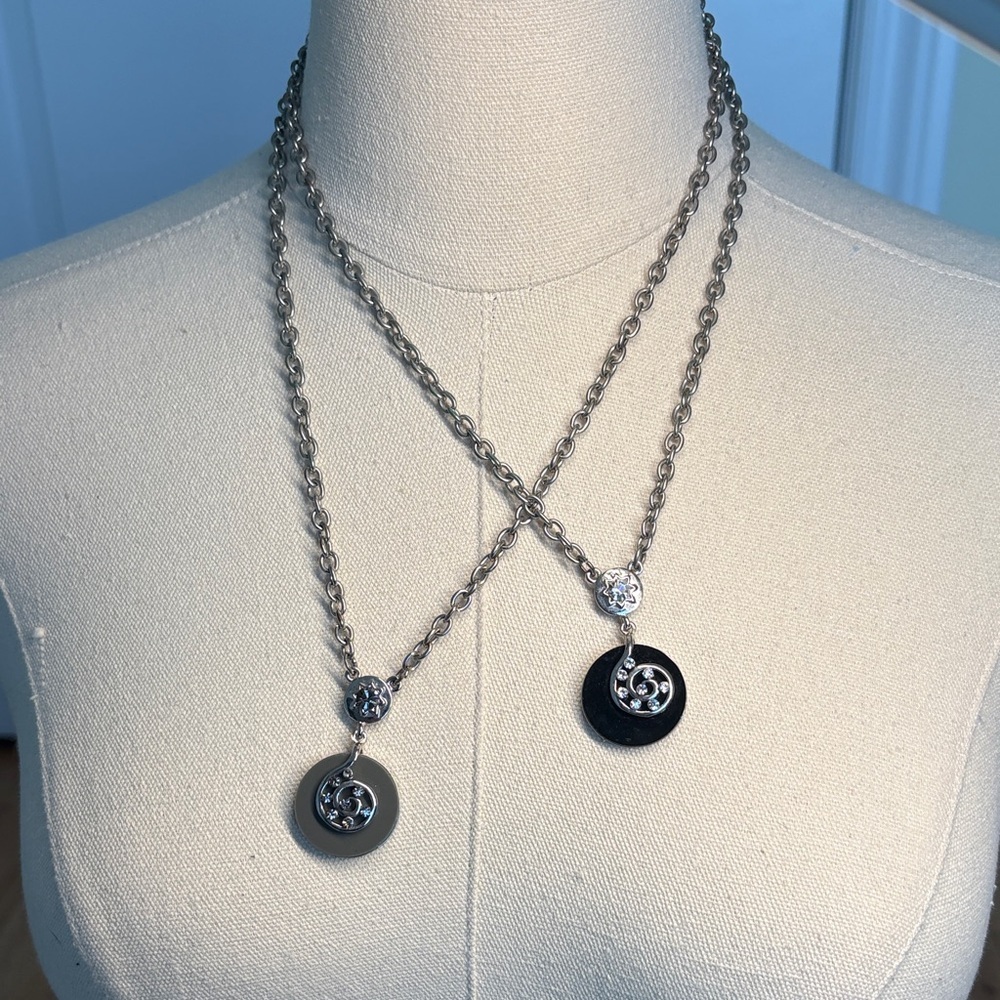 Passion - Silver and Black Pendant Necklace Set of 2